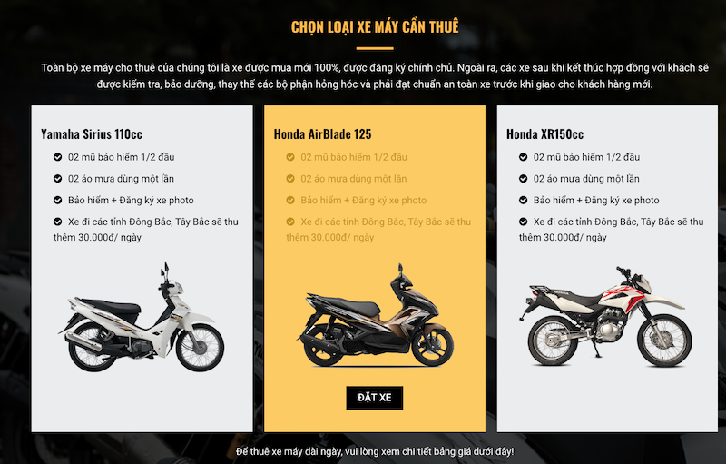 Công ty cho thuê xe máy toàn quốc uy tín chuyên nghiệp Motorbike.vn